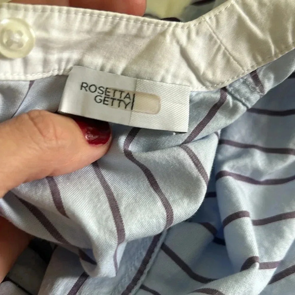 Rosetta Getty Blue Striped Cape Back Top Rent The Runway Retired Size - Picture 5 of 10